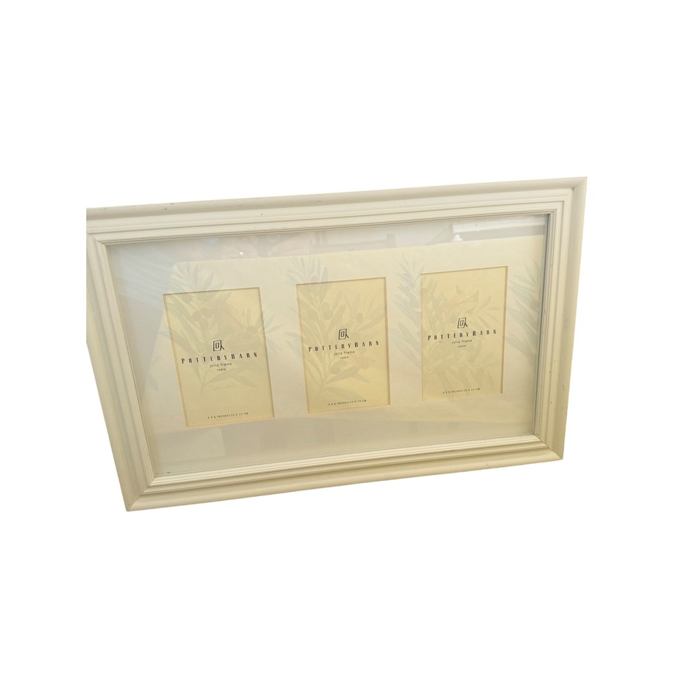 Pottery Barn Julia Frame White Triple Opening 4x6 Photo Collage Wall Decor
